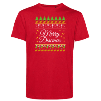 T-shirt: Merry Discmas (valbart julmotiv/röd eller svart t-shirt)