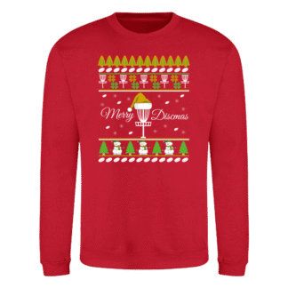 Sweatshirt: Merry Discmas (valbart julmotiv/röd eller svart sweatshirt)