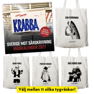 Specialpaket: Sverige mot särskrivning – väggkalender + valfri tygväska
