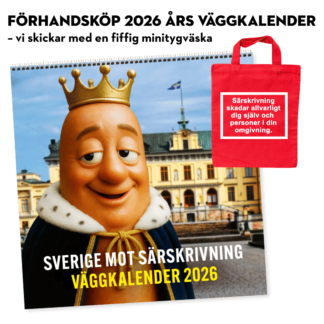Sverige mot särskrivning – väggkalender 2026 (förhandsköp/tygväska på köpet)