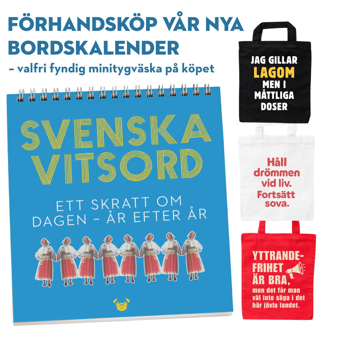 Svenska vitsord: bordskalender (förhandsköp med minitygväska på köpet)