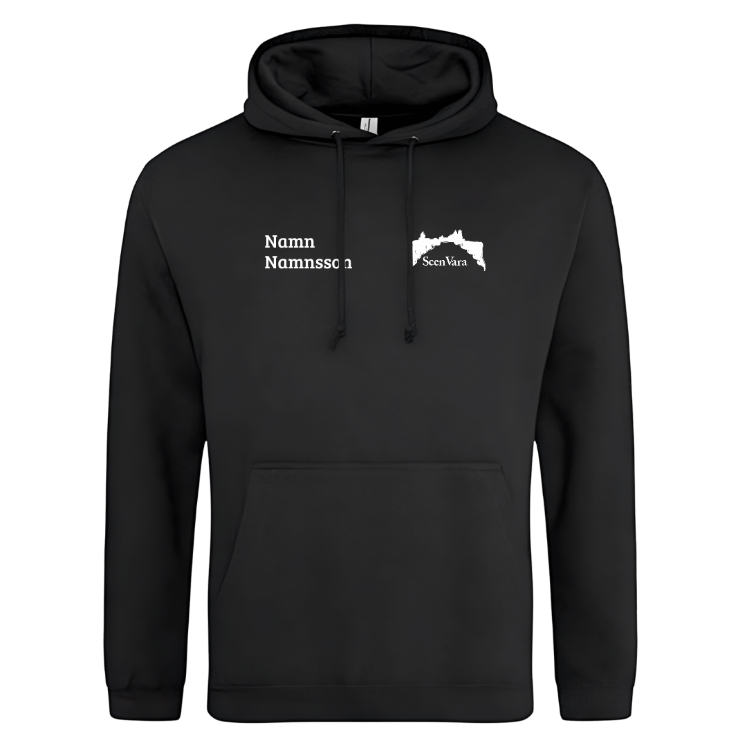 Hoodie med ryggtryck: ScenVara (grå eller svart)