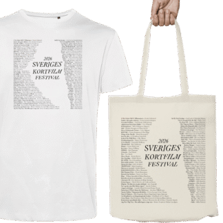 T-shirt och tygvöska: Sveriges Kortfilmsfestival 2026