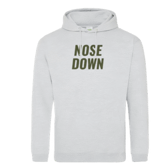 Hoodie: Nose Down (svart eller grå)