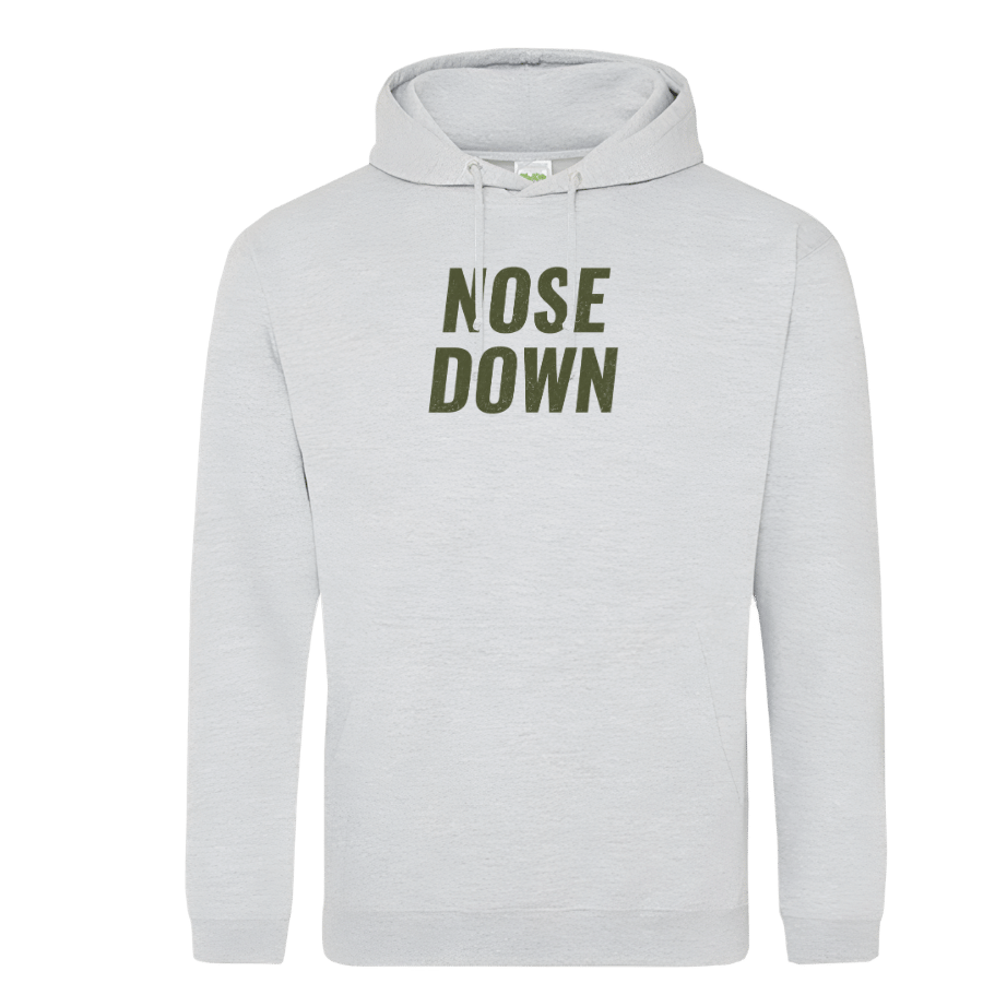 Hoodie: Nose Down (svart eller grå)