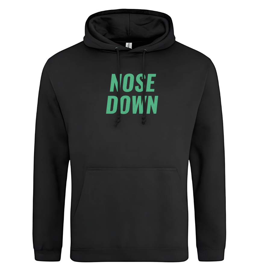 Hoodie: Nose Down (svart eller grå) - Image 2