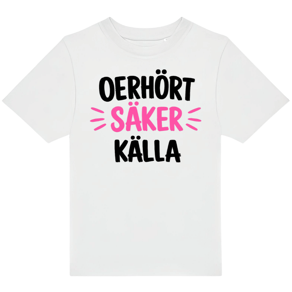 T-shirt (barn): Oerhört säker källa (svart eller vit)
