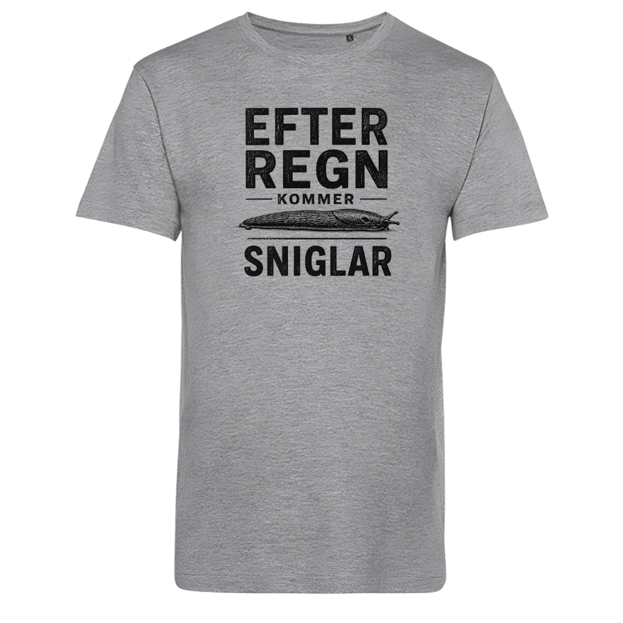 T-shirt: Efter regn kommer sniglar (vit eller grå)