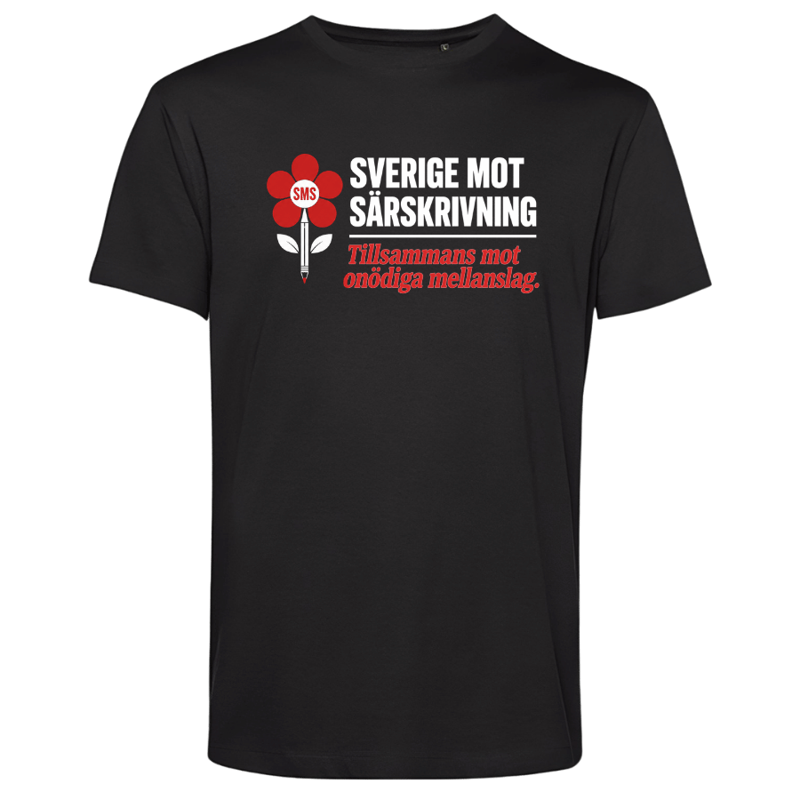 T-shirt (unisex): Tillsammans mot onödiga mellanslag – med ryggtryck (välj färg)