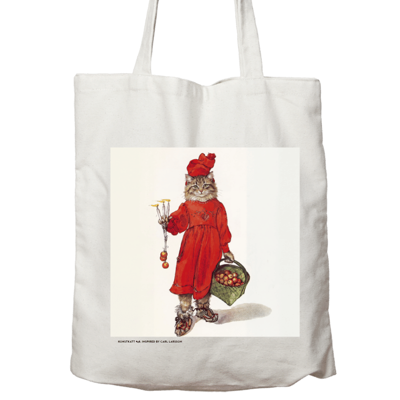 Tygväska: Konstkatt 48 – Carl Larsson (svart eller vit) - Image 2