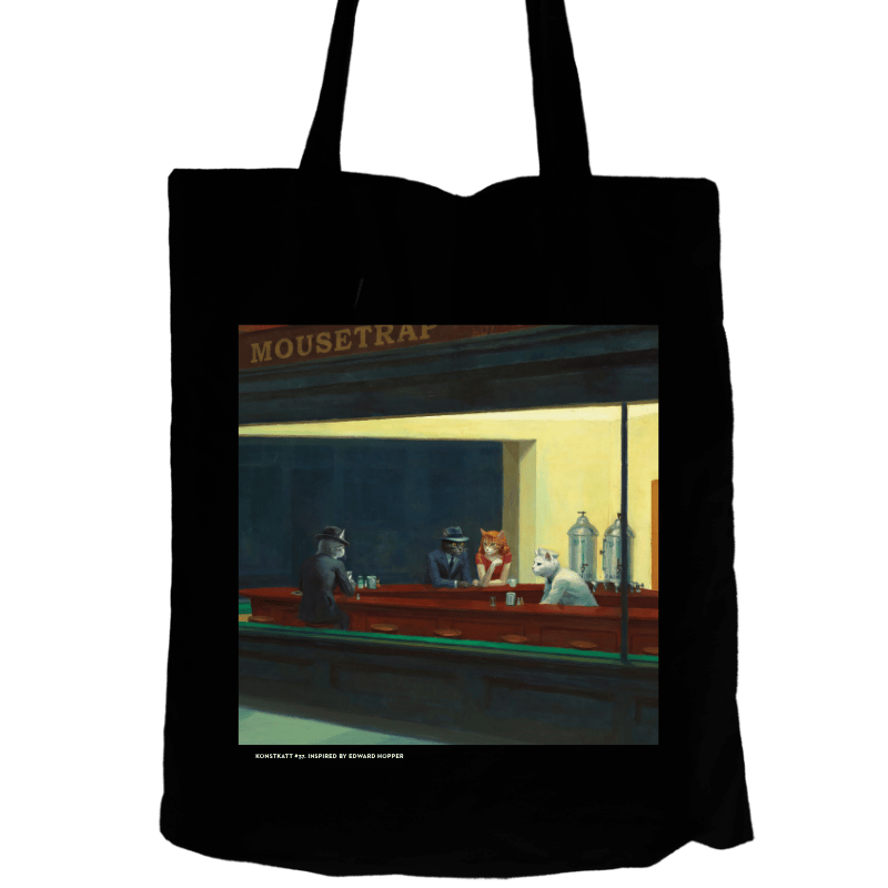 Tygväska: Konstkatt 37 – Edward Hopper (svart eller vit)