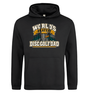 Hoodie: World's okayest disc golf dad (svart eller grå)