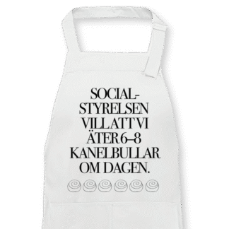 Förkläde: Socialstyrelsen – kanelbullar (svart eller vitt)