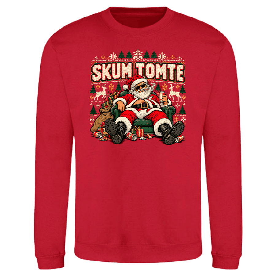 Sweatshirt: Skum tomte 2026 (svart eller röd)
